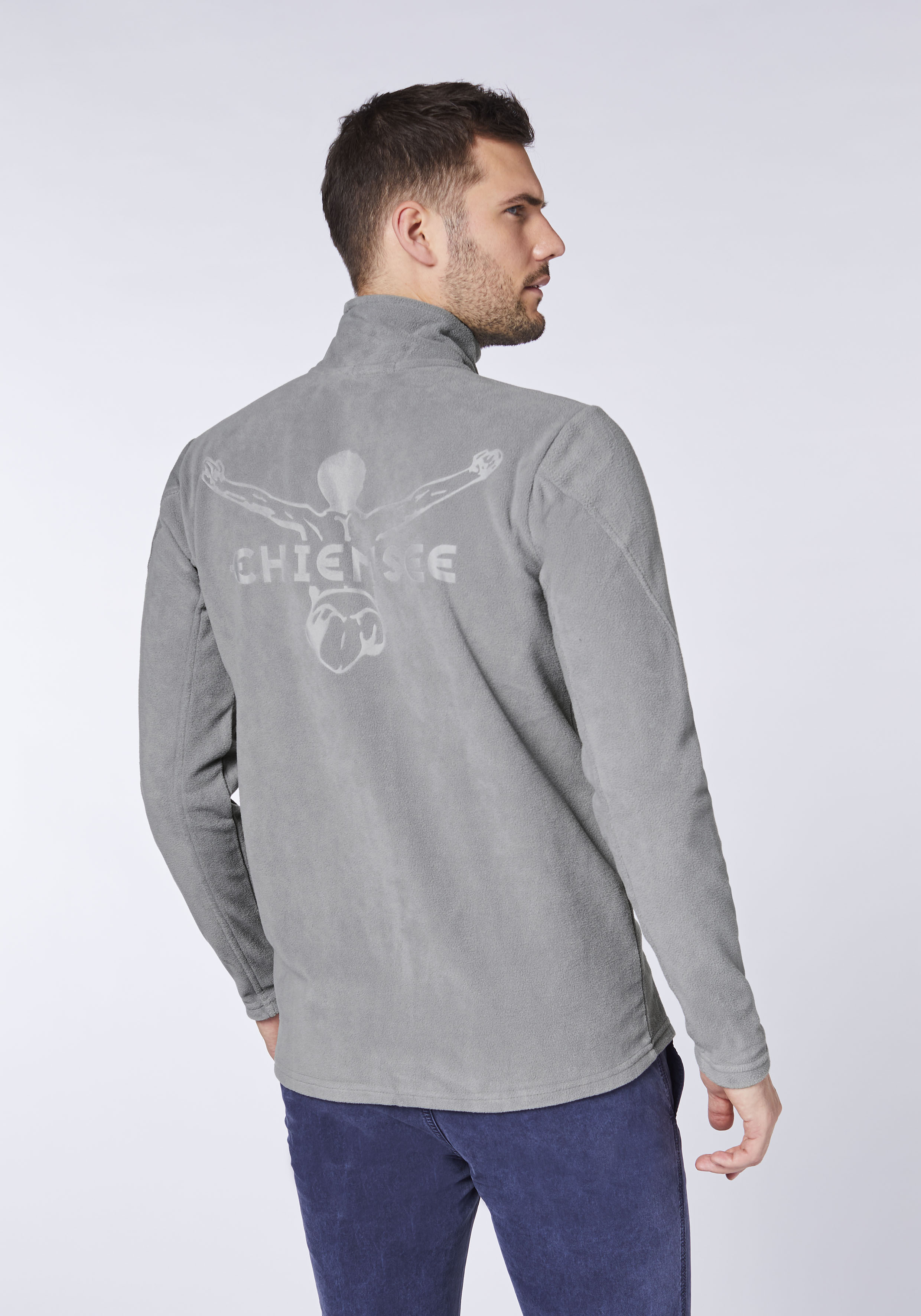 Fleece-Jacke mit Jumper-Motiv in Ton-in-Ton Optik | Chiemsee 
