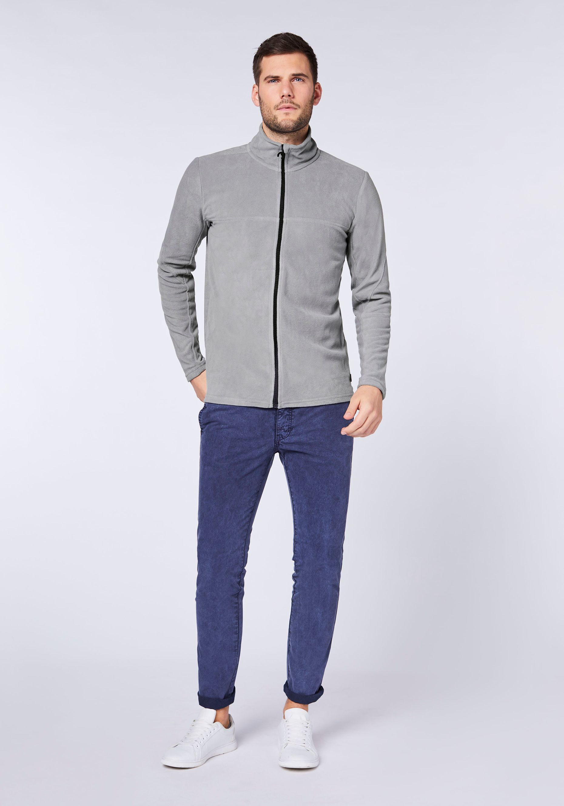 Fleece-Jacke mit Jumper-Motiv in Ton-in-Ton Optik | Chiemsee 