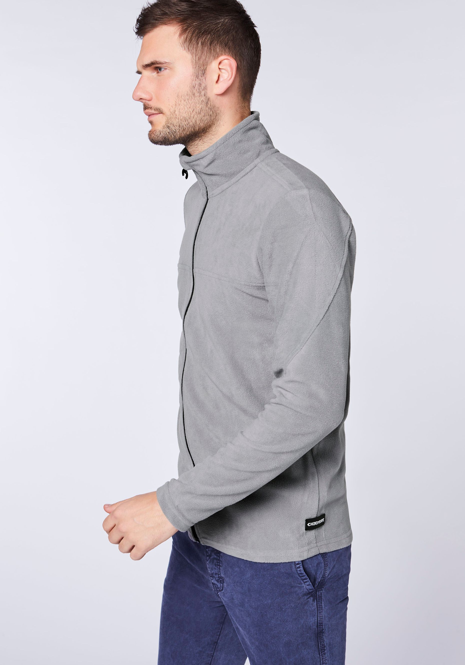 Fleece-Jacke mit Jumper-Motiv in Ton-in-Ton Optik | Chiemsee 