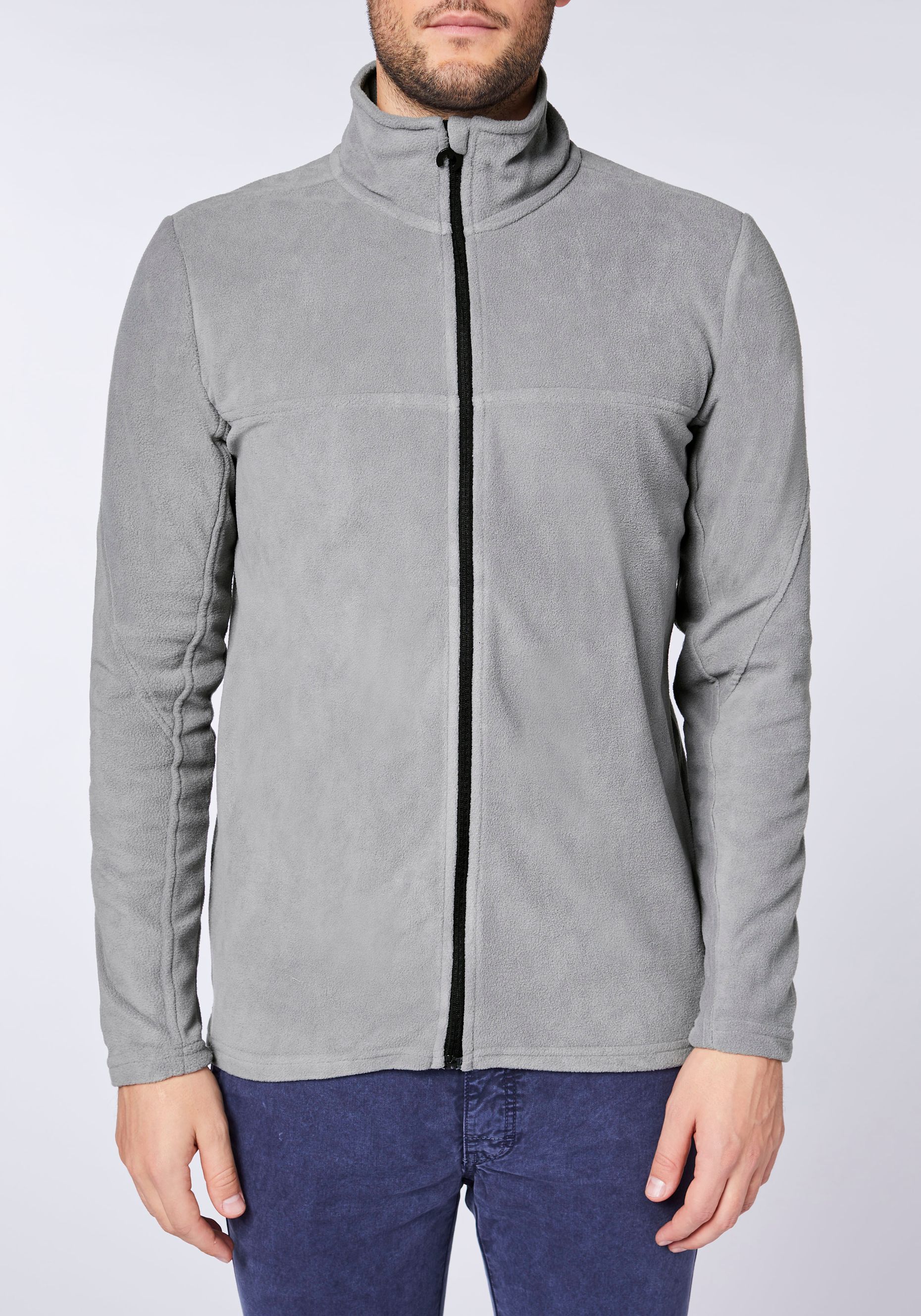 Fleece-Jacke mit Jumper-Motiv in Ton-in-Ton Optik | Chiemsee 