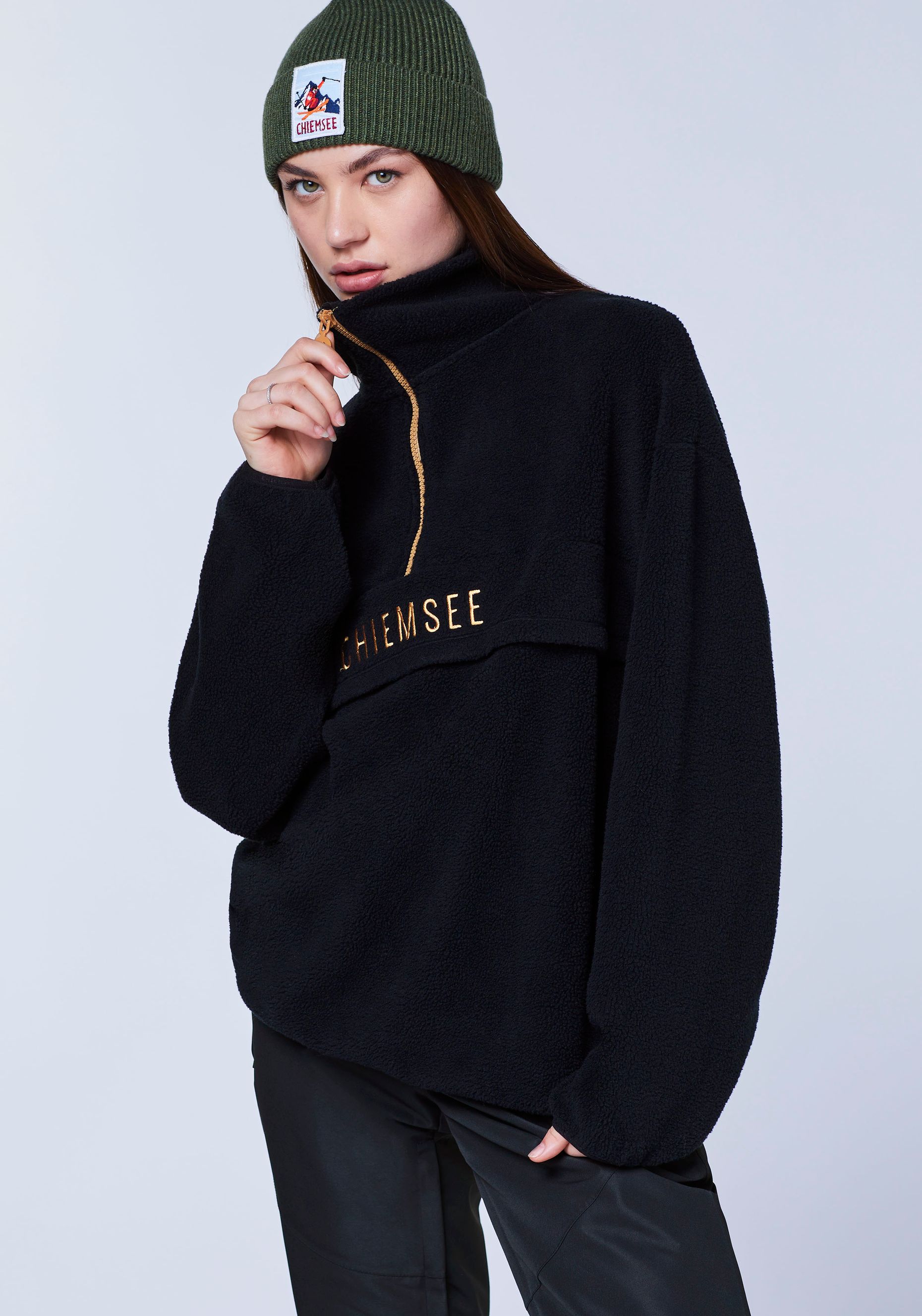 Loose-Fit Fleece-Pullover mit Label-Stitching | Chiemsee Online Shop