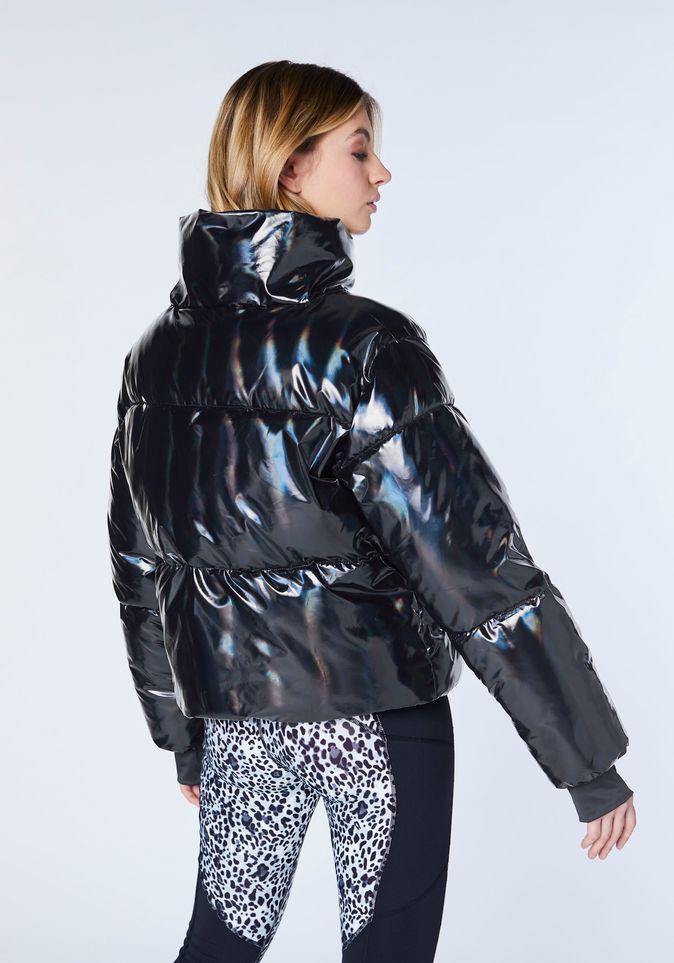 Blouson in glänzender Lackoptik mit holografischem Effekt  